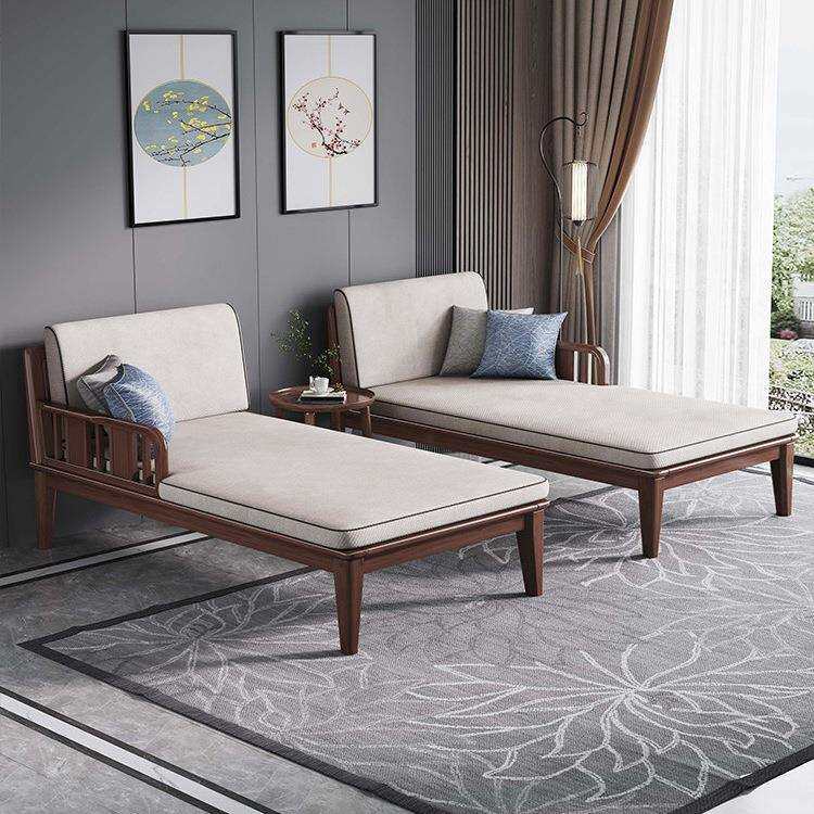 实木贵妃榻新中式贵妃椅沙发单人阳台躺椅胡桃木小户型单个美人榻