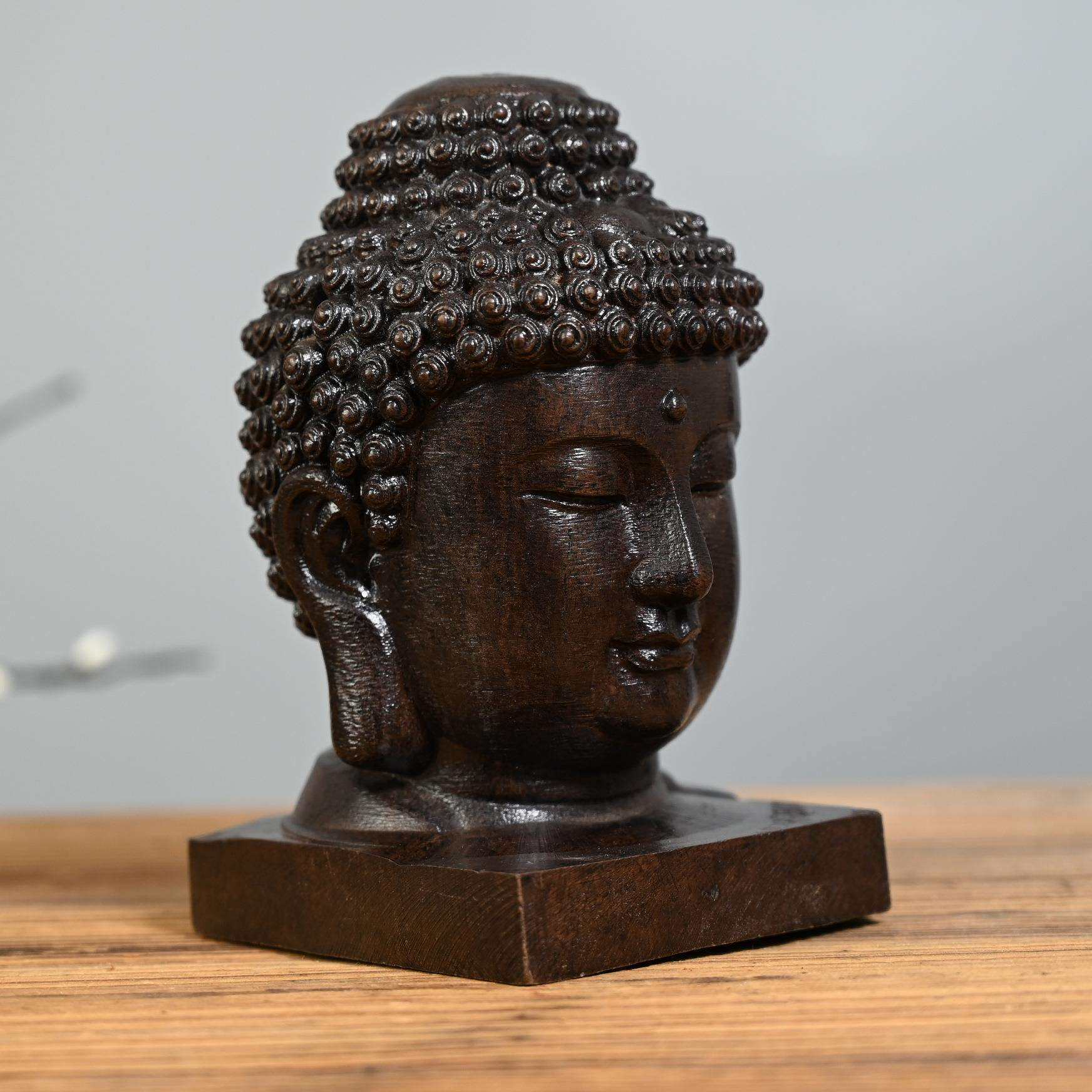 越南沉香木如来佛头木雕工艺品摆件 释迦摩尼头像家居办公摆饰