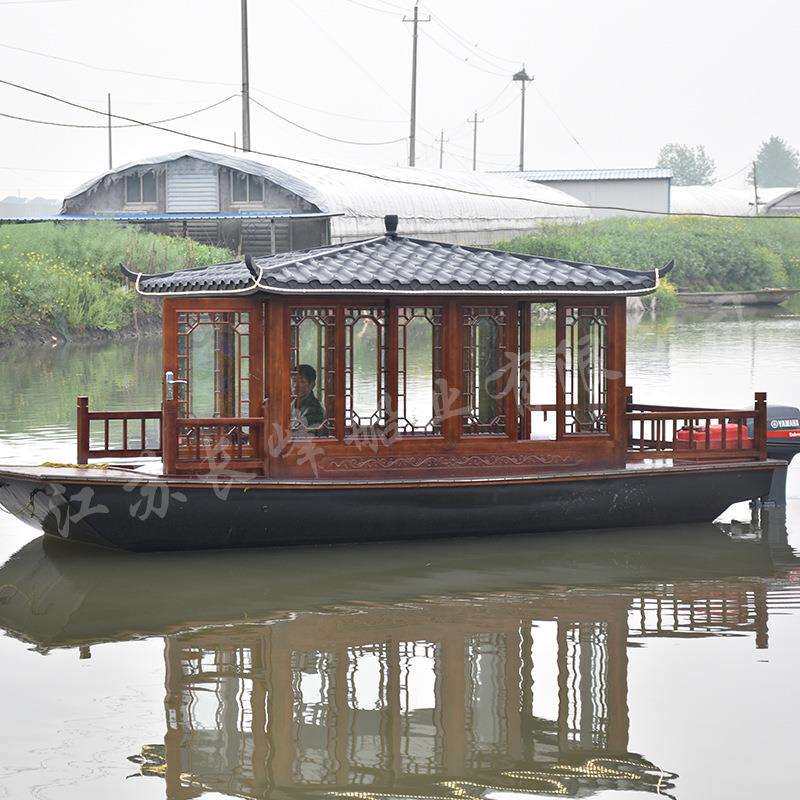 文旅项目单层观光船装饰道具古船公园水上旅游观光船6m小型观光船