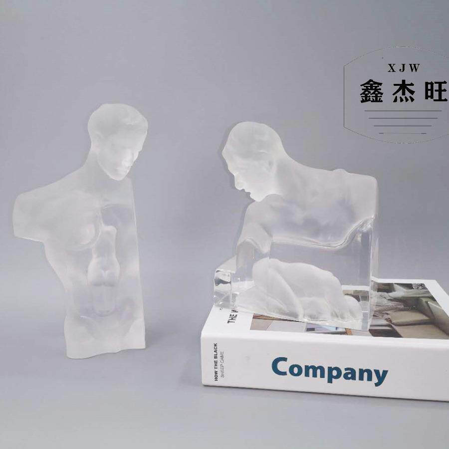 透明水晶人物现代轻奢雕塑摆件样板房展厅售楼处电视柜艺术装饰品