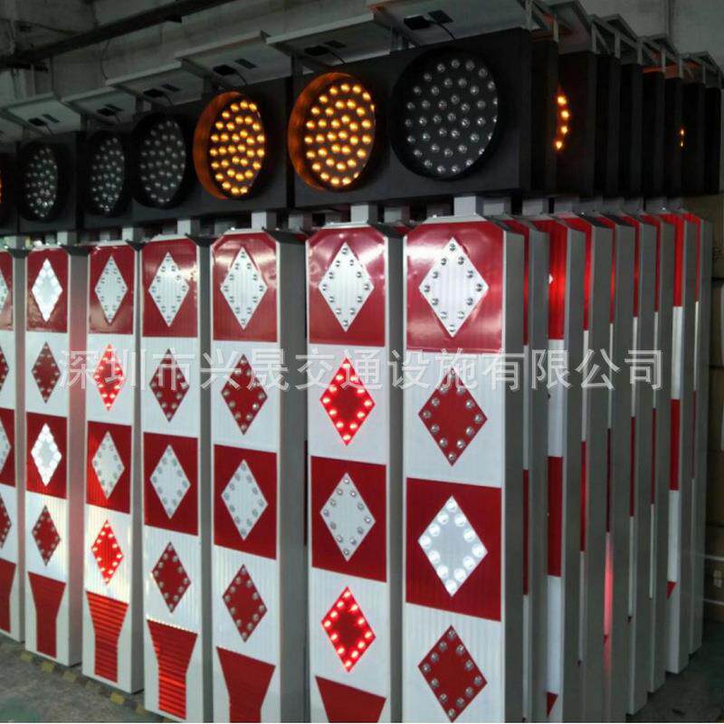 太阳能道口标行人优先 太阳能警示桩红白闪光 太阳能诱导警示桩