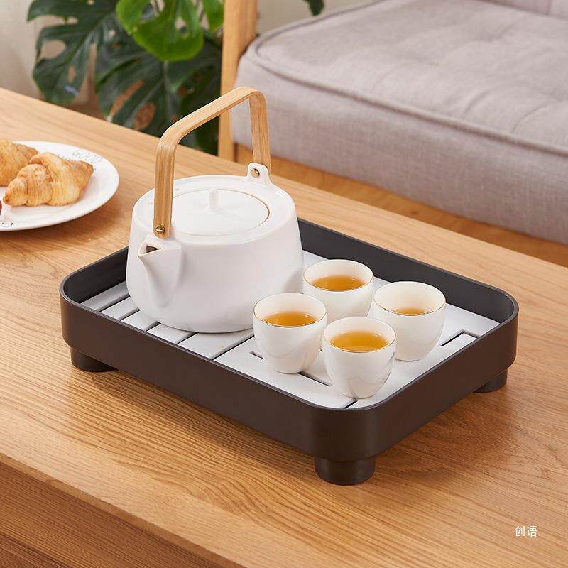 茶盘家用轻奢现代简约茶具储水茶海放茶杯沥水小型茶台长方形托盘