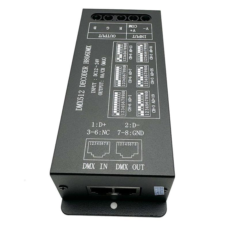 接口端子RJ45LED控制系统 厂家H806DMX标准DMX512输入输出LED驱动