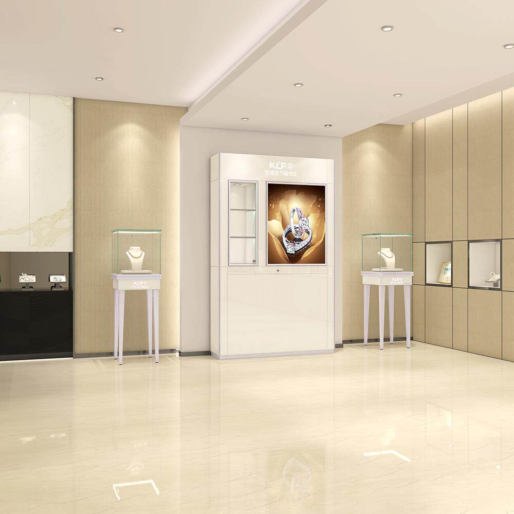 商场玻璃珠宝展示柜橱窗柜高柜三格带灯箱背柜组装柜台厂家供应