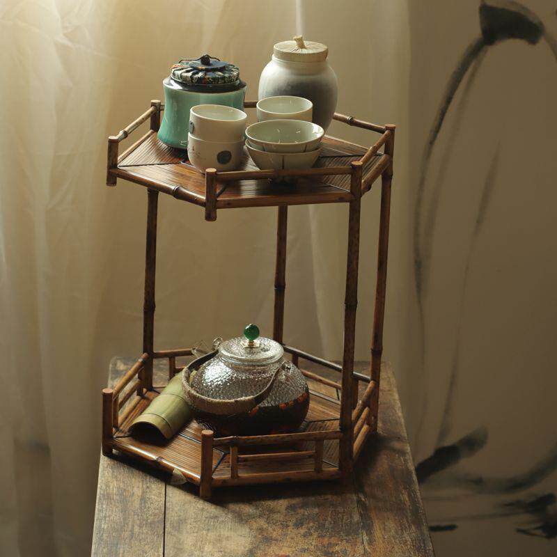 重器 梅鹿竹六福茶棚 匠人竹制茶具收纳架 室茶杯收纳柜茶道周边