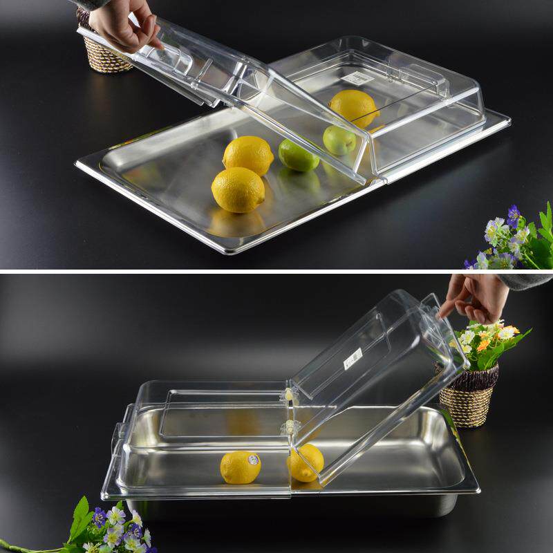 卤菜熟食展示盘不锈钢托盘带盖 透明防尘翻盖点心蛋糕盘子商用