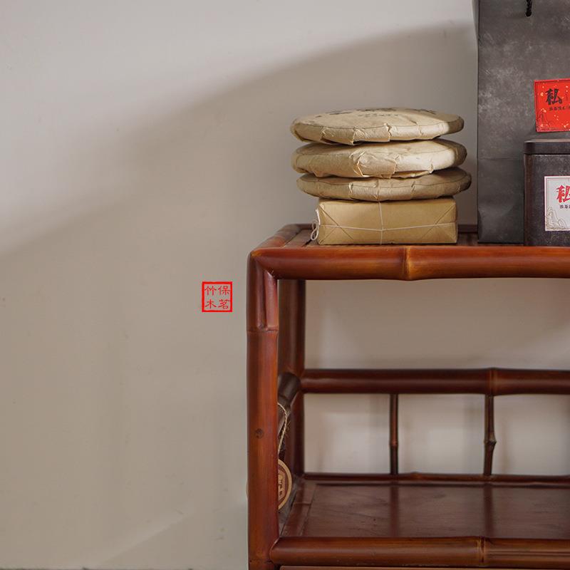 清式楠竹手工制茶具收纳柜 多层带抽屉置物架 古典家具小茶柜