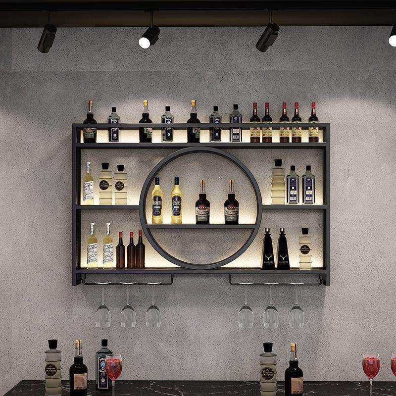 铁艺吧台酒架挂墙展示柜酒吧置物架墙上餐厅壁挂式现代简约多层架