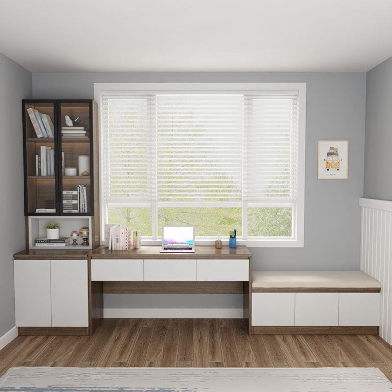 实木飘窗书桌书柜一体客厅储物柜可坐柜卧室窗台多层矮柜置物拼接