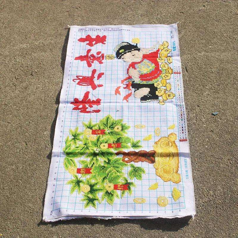 绣好的纯手工十字绣成品生意兴隆摇钱树财神开业送礼画不带框