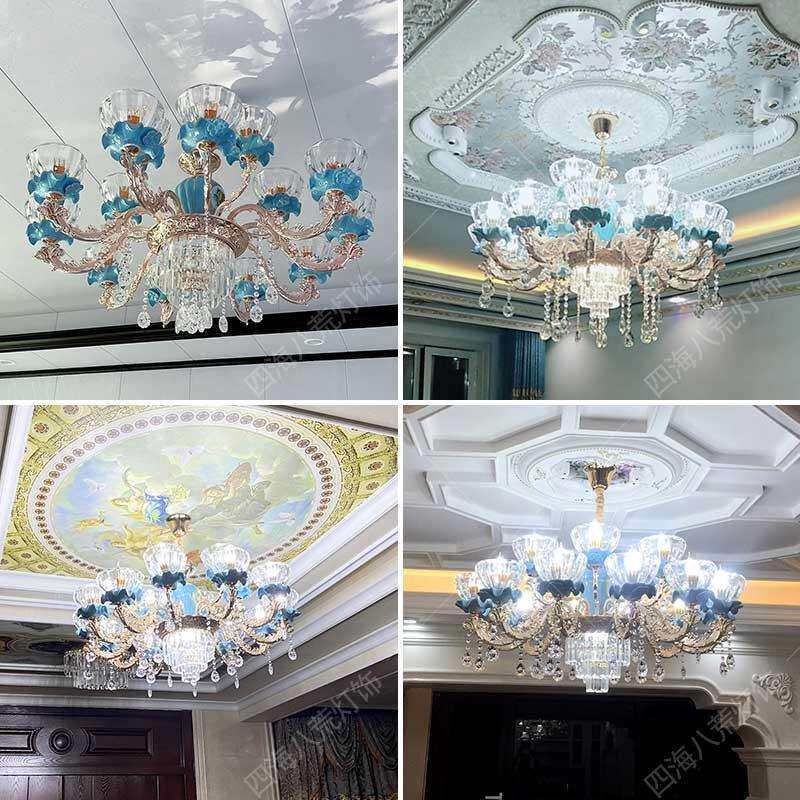 客厅吊灯2025新款欧式餐厅卧室家用大厅主灯大气陶瓷水晶灯具套餐