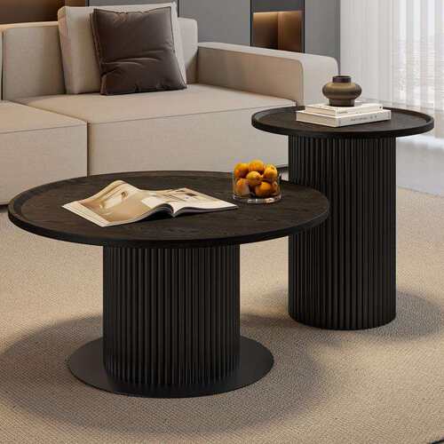 现代简约小户型茶几小桌子家用圆形小茶桌客厅奶油风岩板茶几组合