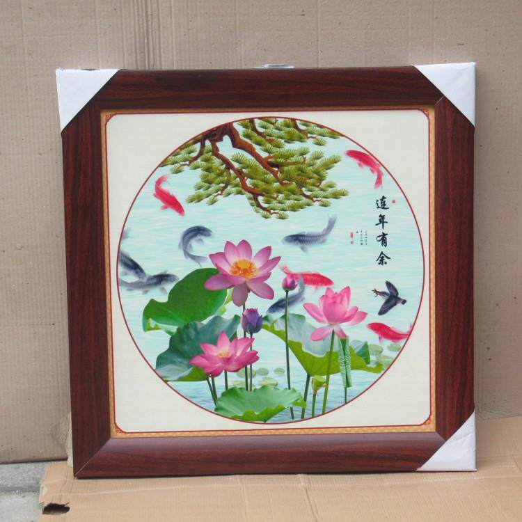 景德镇瓷板画 新中式挂画客厅装饰画 正方形山水花鸟画墙壁装饰画