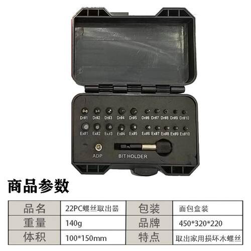 22pc断丝取出钻头 高速钢反牙反刃取出工具 破损螺钉取出器套装