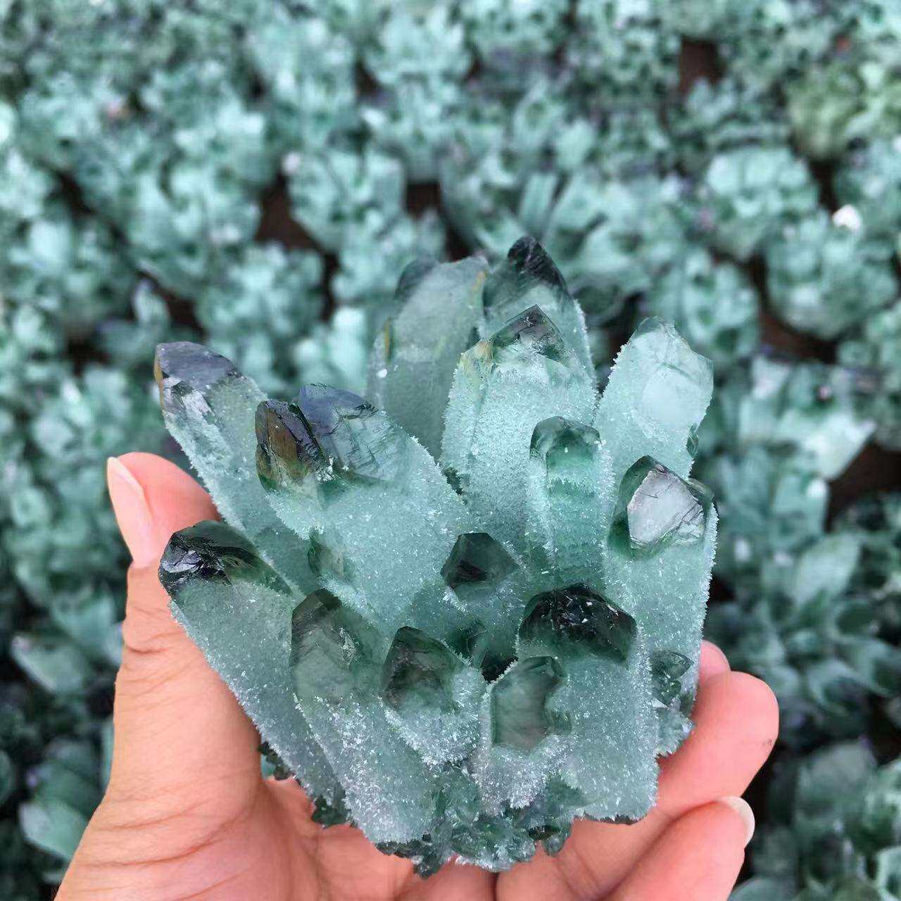 天然绿白黄紫水晶簇原石晶花能量石消磁净化桌面办公风水摆件