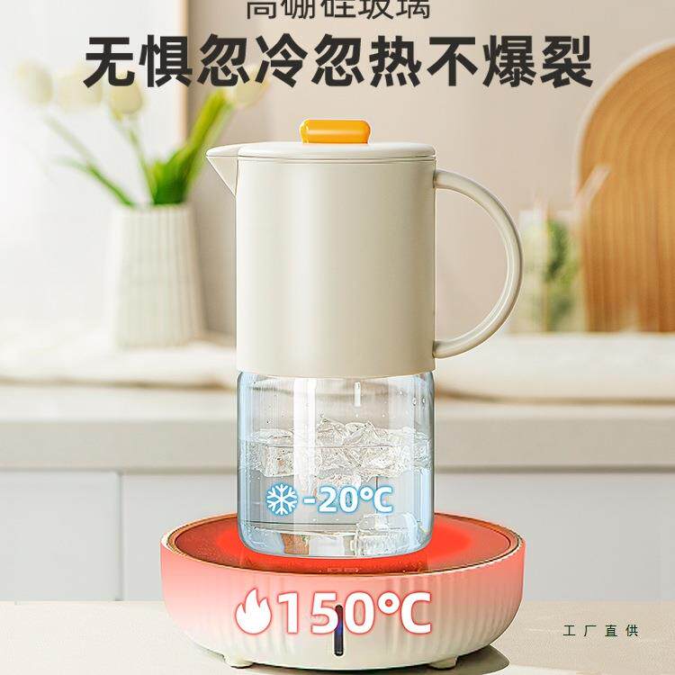 冷水壶家用大容量玻璃耐高温凉水壶自动开合泡茶壶储水桶杯