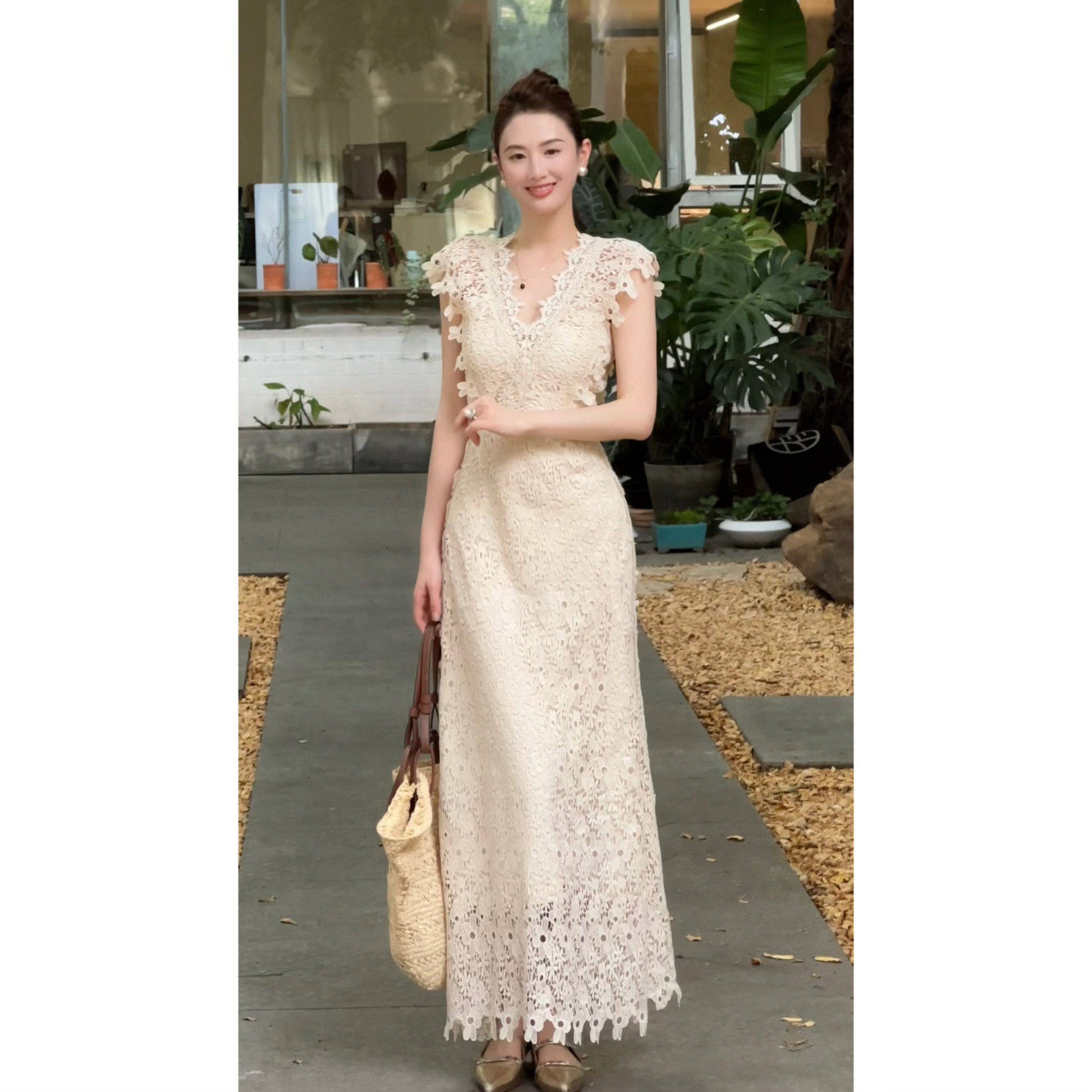 【廖廖粉丝专享】法式高级感气质显瘦蕾丝鱼尾连衣裙LZ1937