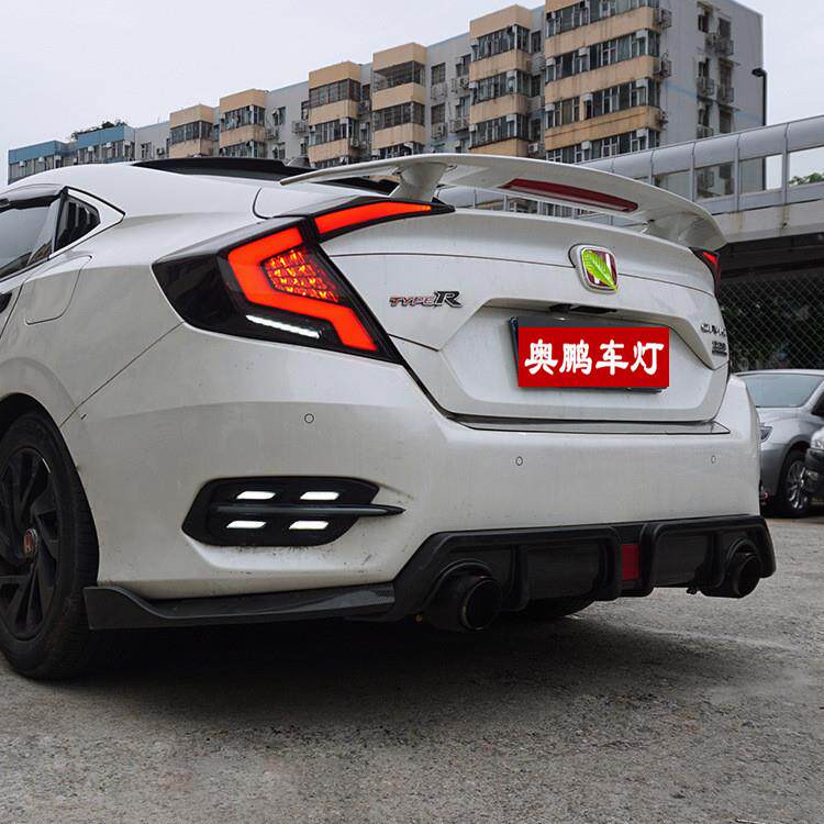 十代思域日行灯Porsche款19款思域改装后杠灯LED后杠灯