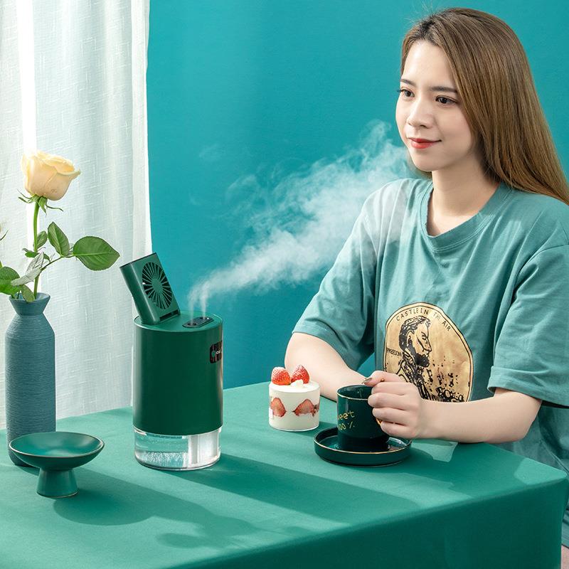 新款家用桌面水冷风扇科技升降双喷加湿器遥控数显无线创意冷风机