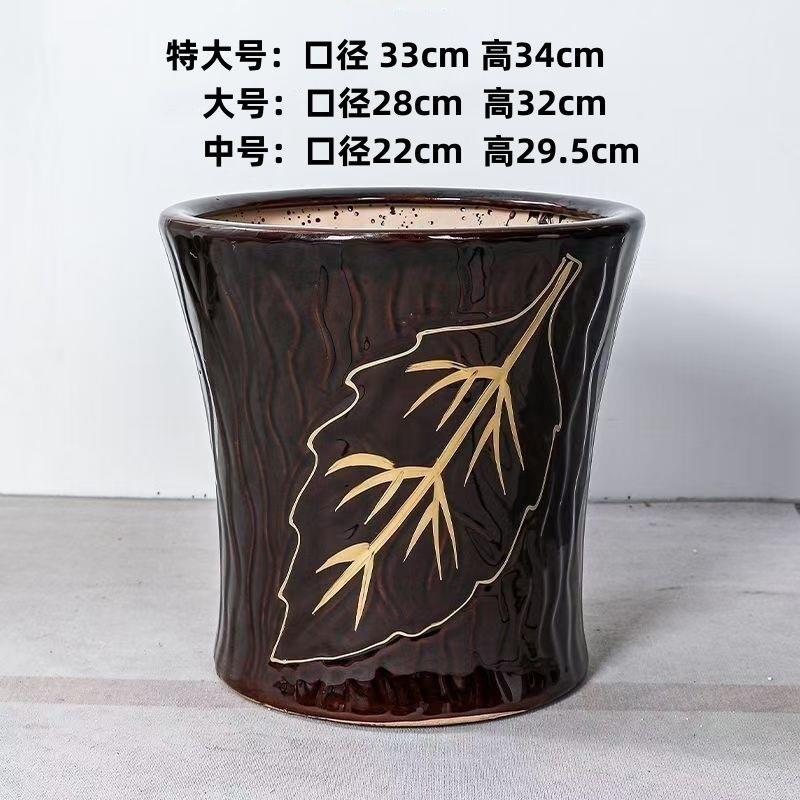 花盆陶瓷简约北欧风高筒客厅室内外发财树金钱树落地特大口径促销