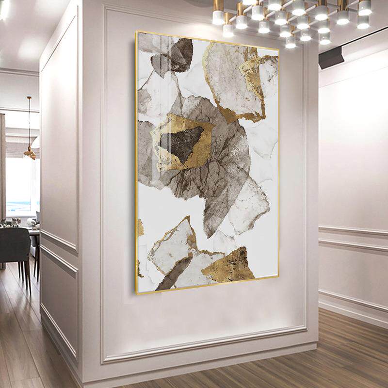 轻奢玄关客厅装饰画入户走廊过道抽象壁画北欧样板房挂画水晶画