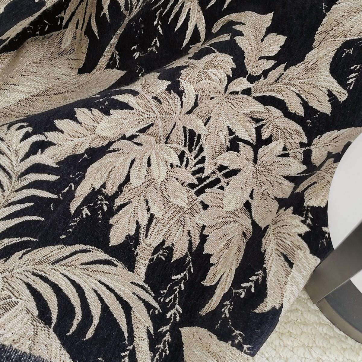 法式芭蕉叶窗帘轻奢复高档布料中古风卧室遮光色织提花布料
