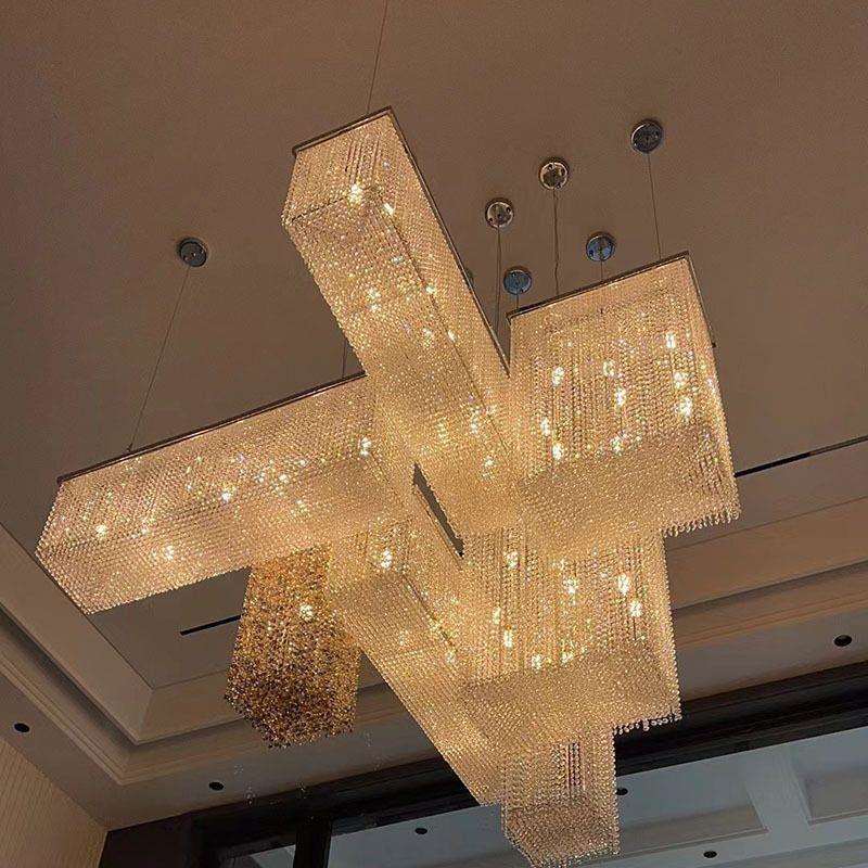 跨境别墅吊灯客厅LED灯饰灯具现代简约餐厅吊灯轻奢水晶吊灯组合