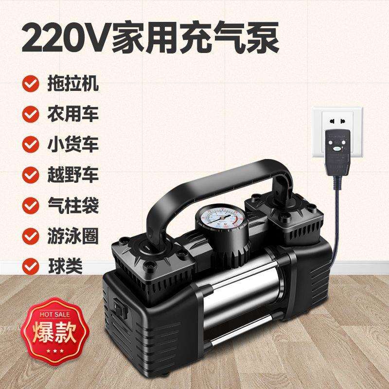 厂家直销220v家用电动充气泵单双缸打气泵便携式轿车充气