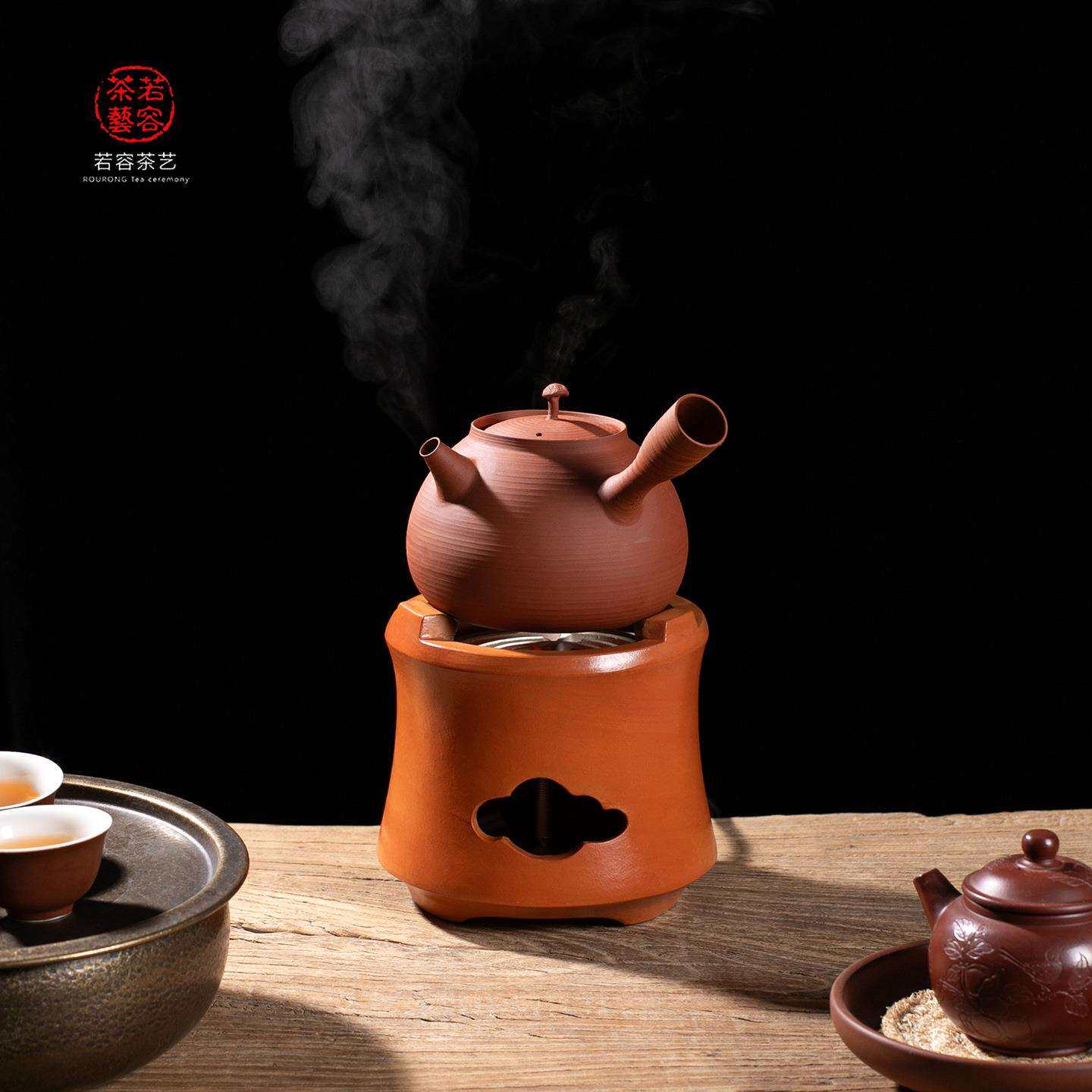 闽西副榜红泥电热茶炉复古围炉煮茶器工夫茶烧水壶粗陶耐干烧炭炉