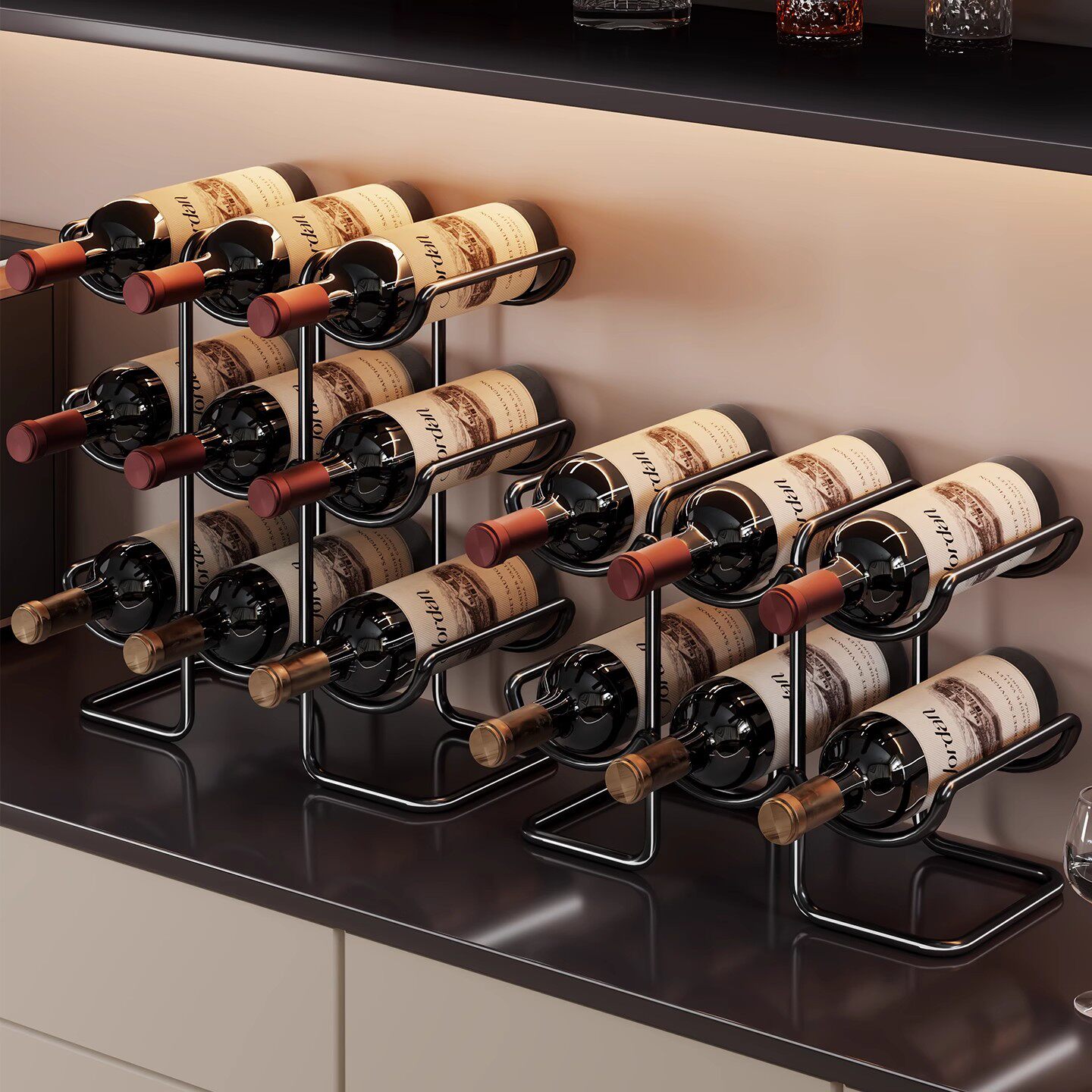 酒柜置物架红酒架摆件轻奢高档倒挂酒杯架子斜放酒架杯架酒瓶收纳