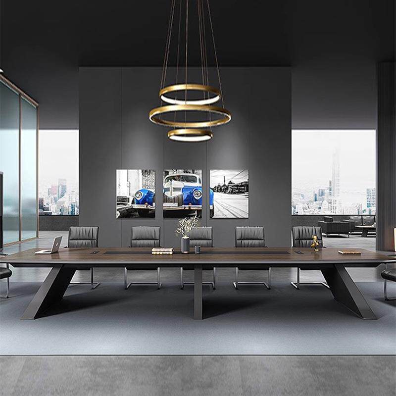 大型会议桌商务轻奢办公长条桌公司会议室桌椅组合套装办公家具