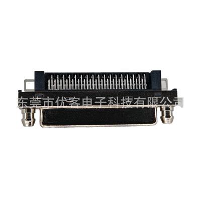 VHDI68PIN弯头母座小68SCSI 68P90°DIP0.8mm间距板端连接器