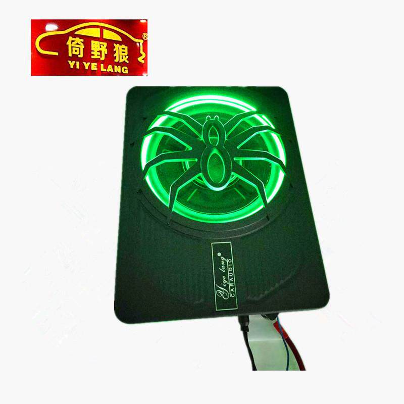 重低音喇叭音响改装蜘蛛带绿灯款10寸大功率有源汽车超薄低音炮