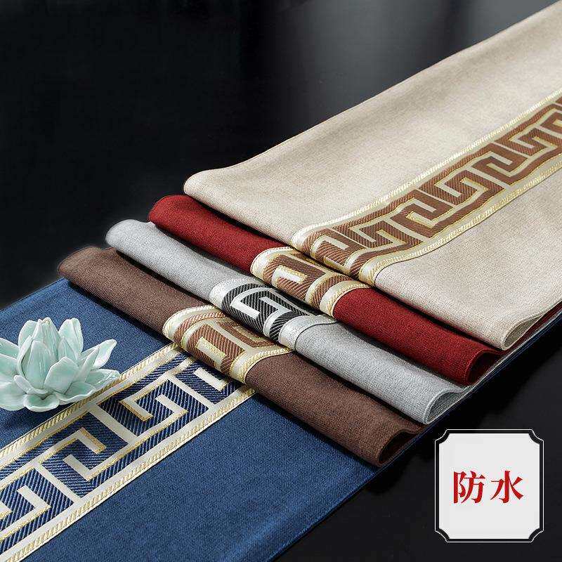 A5L茶桌垫布防水茶席桌巾家用新中式桌旗禅意茶台桌布酒店床旗FG