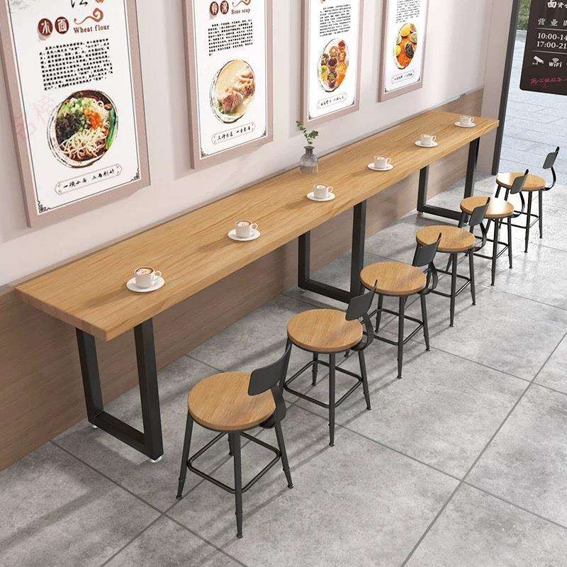 矮吧台桌靠墙靠窗边桌快餐店食堂小吃店面馆长条窄桌酒吧矮吧Tω
