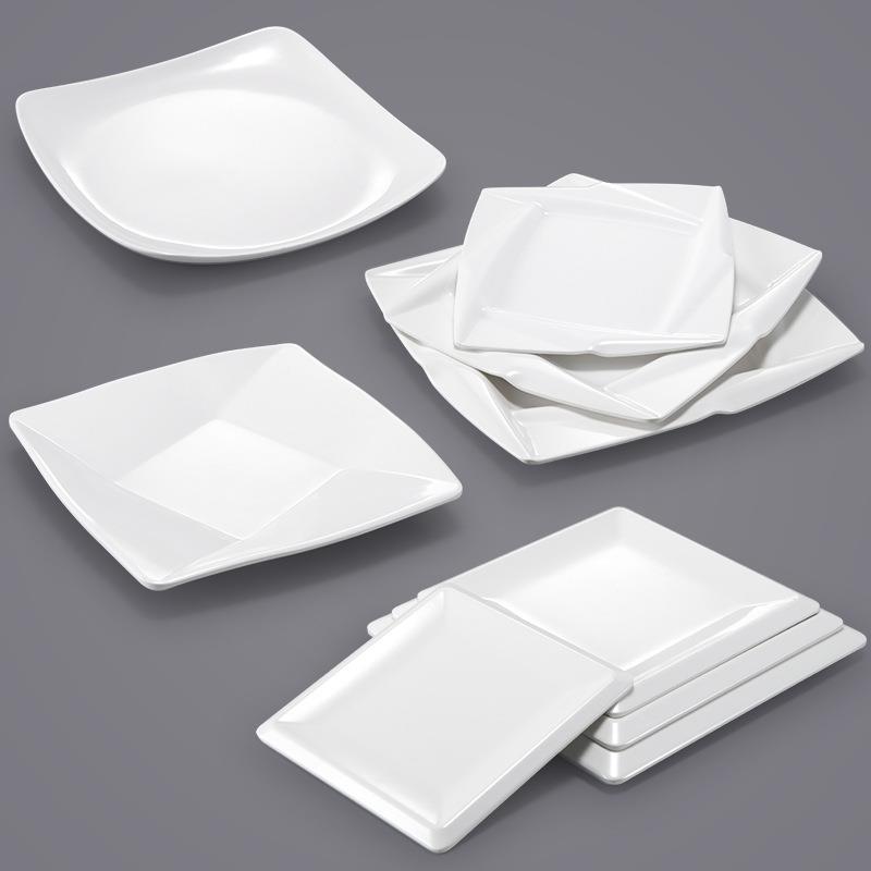密胺四方盘子仿瓷餐具塑料凉菜碟子快餐盘饭店炒菜盘盖浇饭盘商用