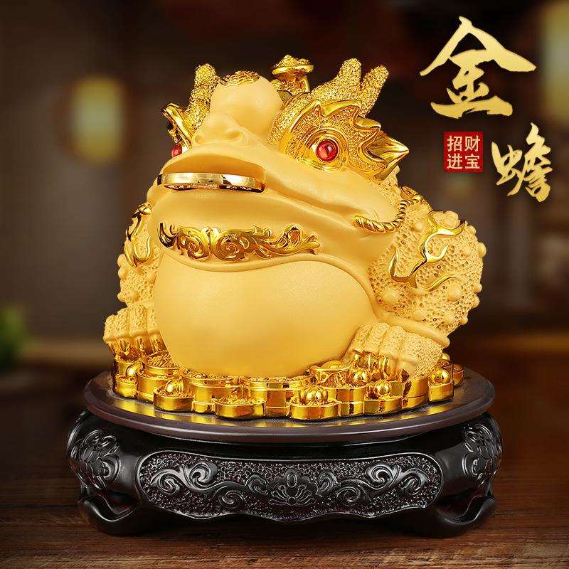 大号招财金蟾摆件三足蟾蜍金蝉客厅前台装饰品店铺送礼开业吉祥物