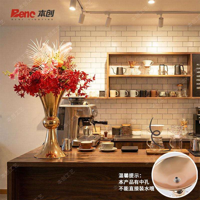 婚庆欧式花瓶架子装饰品婚礼场景桌面布置插花架摆件金色花器道具图片