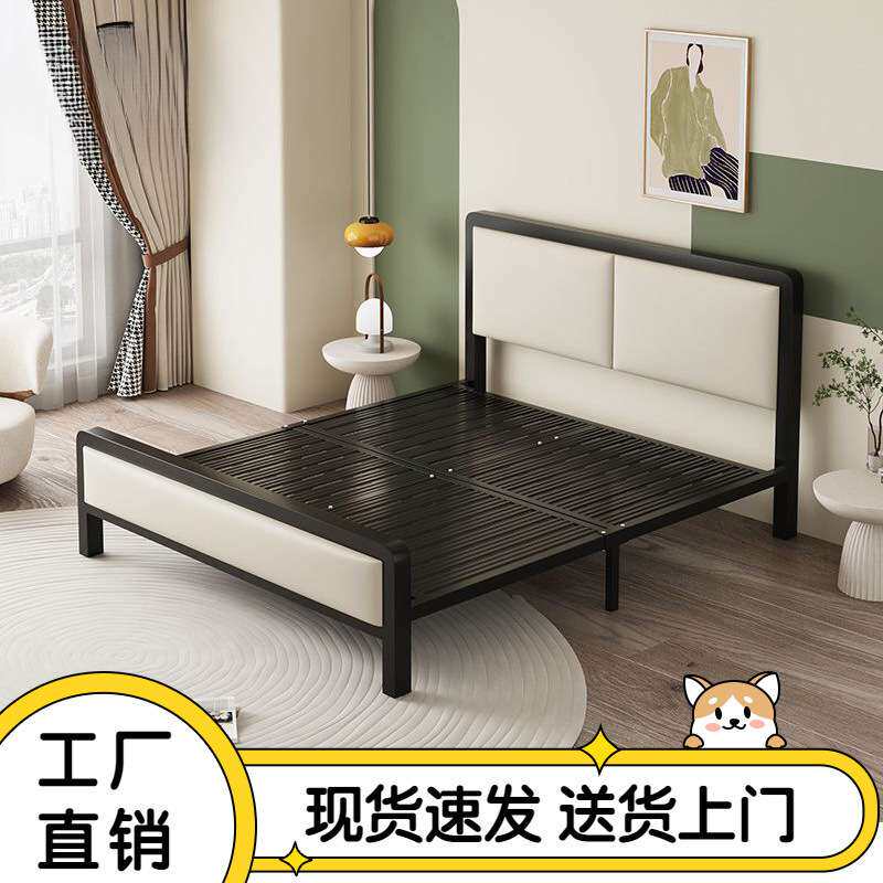 欧式铁艺床简约1.8铁床单人床现代双人床出租屋1.5米铁架床1.2米