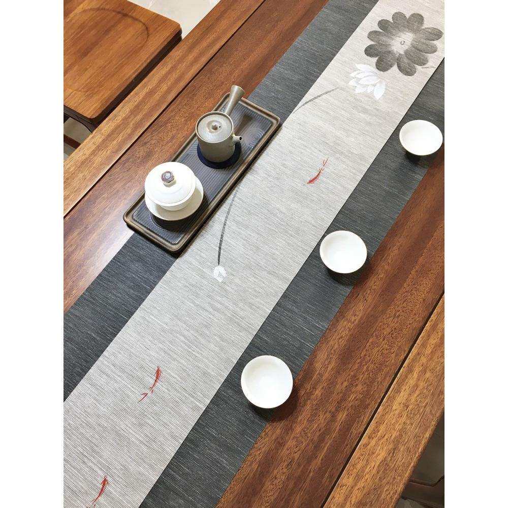 xyt禅意桌旗新中式茶桌垫手绘茶布长条茶旗防水茶席茶台桌布垫定