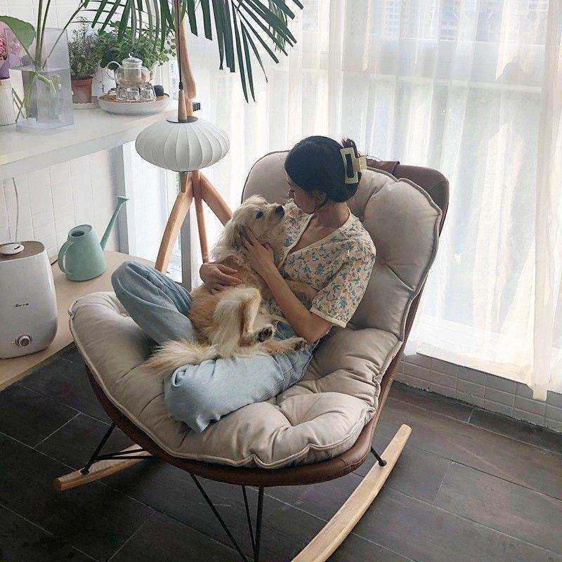 休闲家用摇椅懒人躺椅轻奢客厅科技布沙发椅单人网红摇摇椅子成人