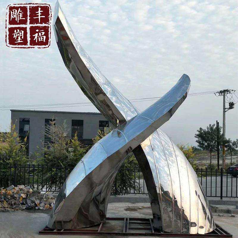 不锈钢几何形状树叶雕塑供应抽象创意景观大型镜面不锈钢雕塑摆件