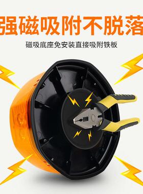 超亮爆闪灯遥控一拖二大件运输吸顶车顶警示灯黄色旋转圆形闪光灯