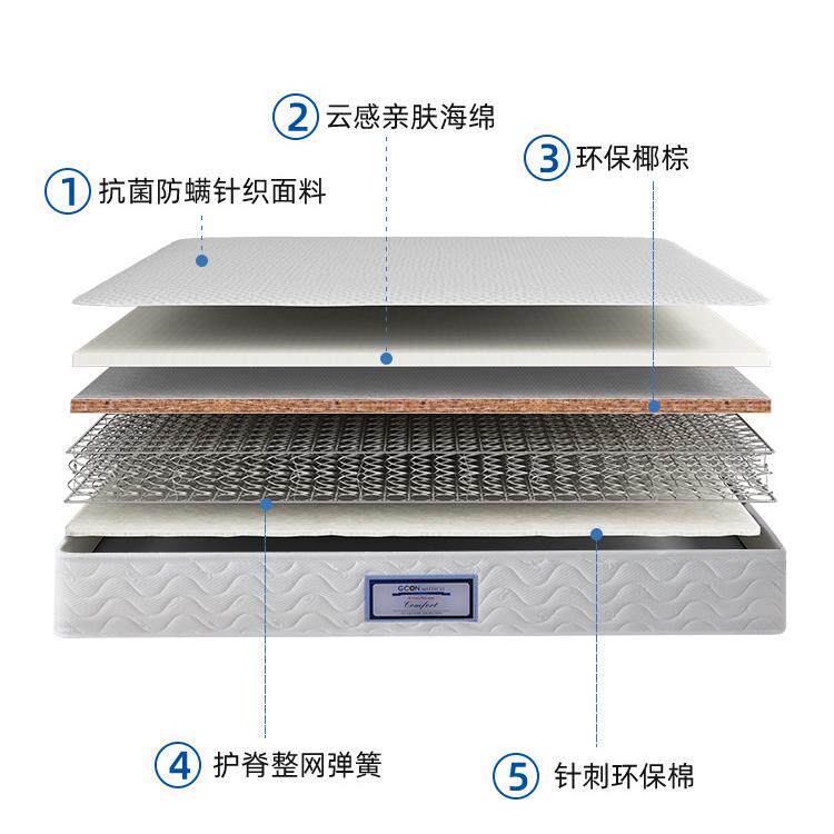 志光天然椰棕1.8米整网弹簧床垫护脊硬垫家用防滑21cm厚