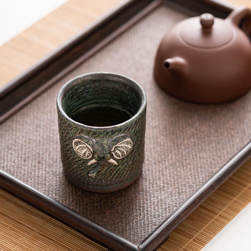 敦煌青铜釉万象主人杯志野烧手工茶杯品茗杯日式轻奢复古茶盏杯子