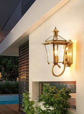 美式全铜户外壁灯简约复古室外防水阳台过道楼梯灯卧室床头灯Q062