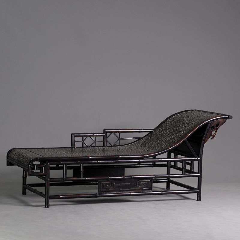 中式竹制贵妃床楠竹雕花仿古美人榻单人罗汉床小户型客厅沙发躺椅
