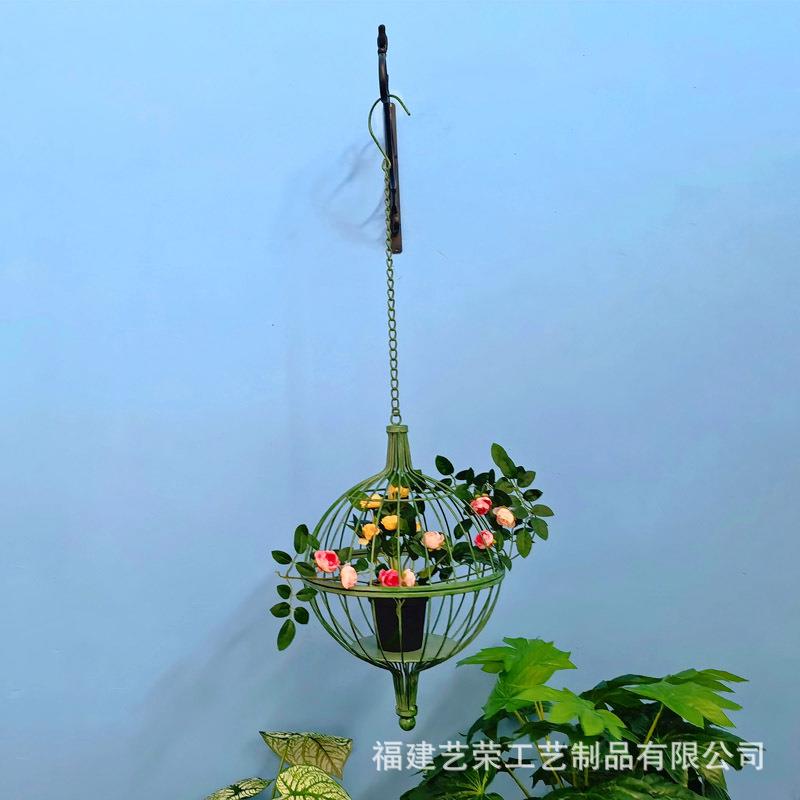 欧式铁艺吊篮悬空花盆户外花园装饰专用绿萝月季兰收纳花架子庭院