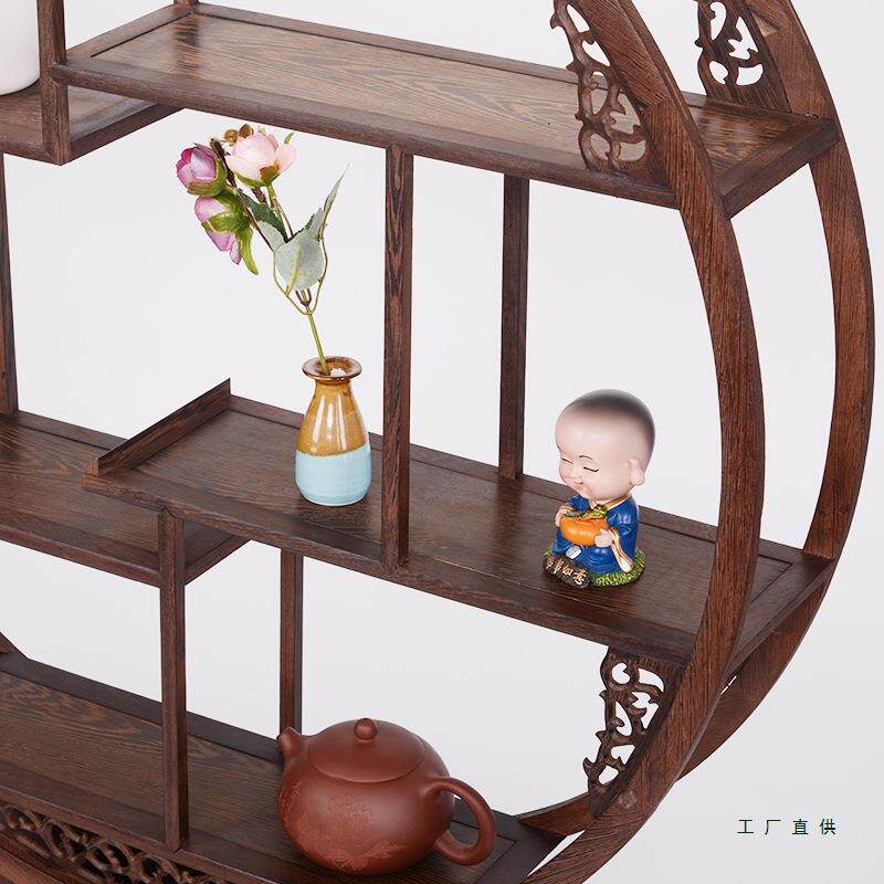 新中式实木落地小博古架中式多宝阁茶具杯垫紫砂壶摆件展示架古玩