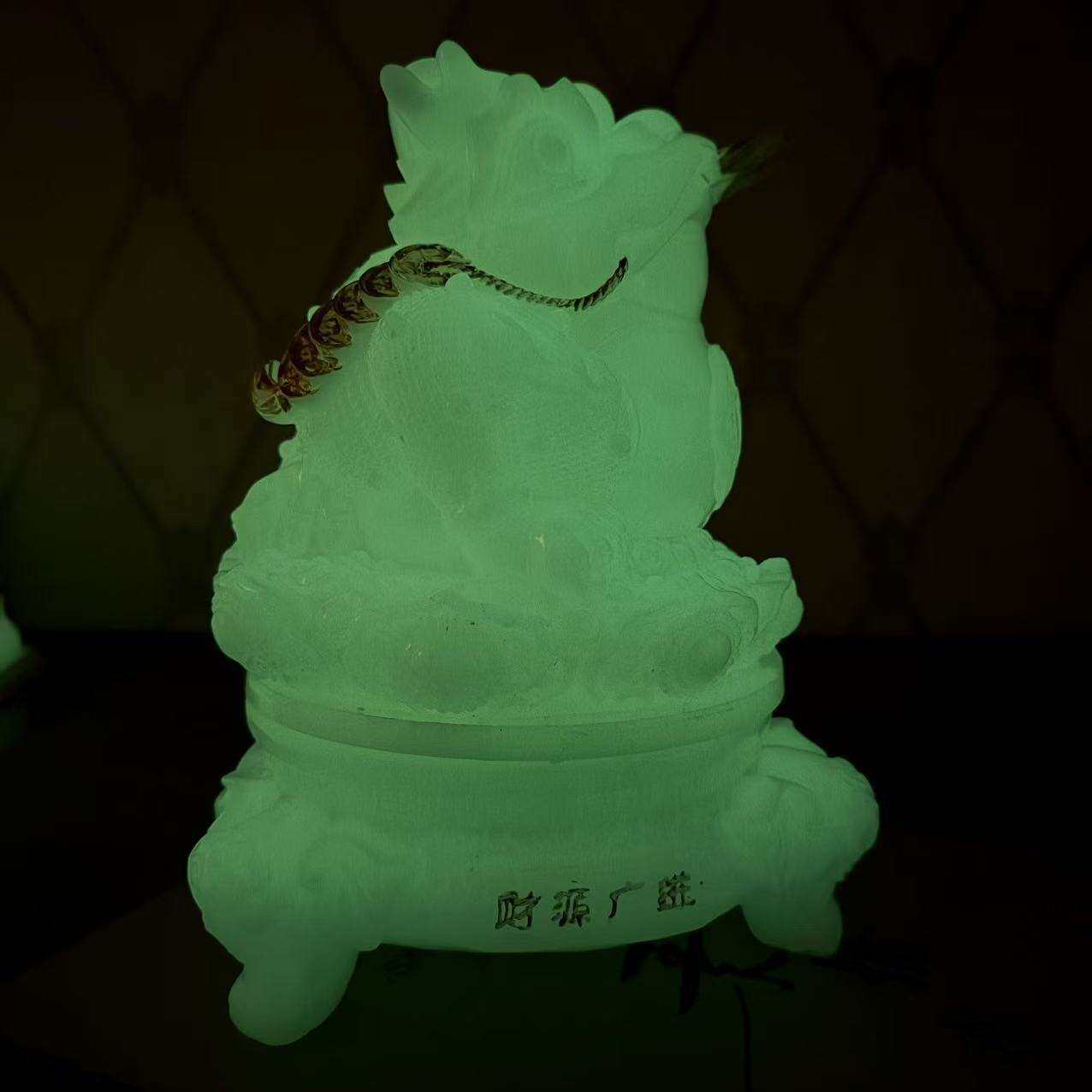 夜光树脂鎏金金蟾摆件可转动 中式招财家居办公装饰工艺品